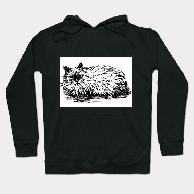 White cat. Hoodie by ElizabethArt